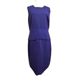 Elie Tahari Peplum Dress Size 12 Purple Knee Length Gathered Hem